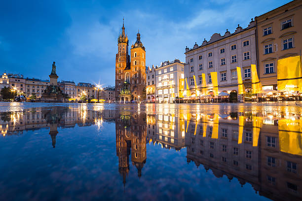 Krakow ,old town of Krakow in Poland  at night Krakow in Poland wawel cathedral photos stock pictures, royalty-free photos & images