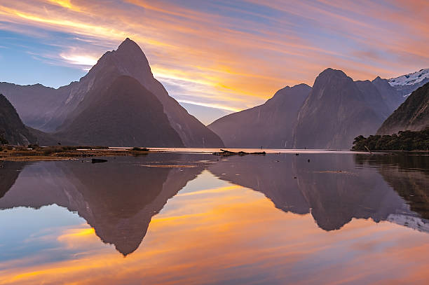 Milford Sound, South Island, New Zealand Milford Sound, South Island, New Zealand in Twilight time milford sound photos stock pictures, royalty-free photos & images
