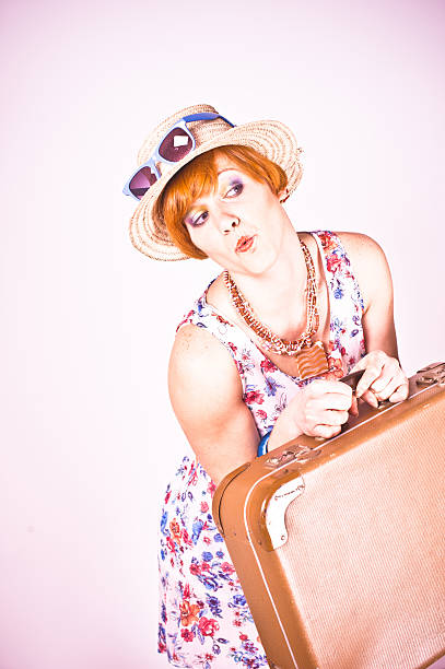 istock Young woman with suitcase in retro style 503158792