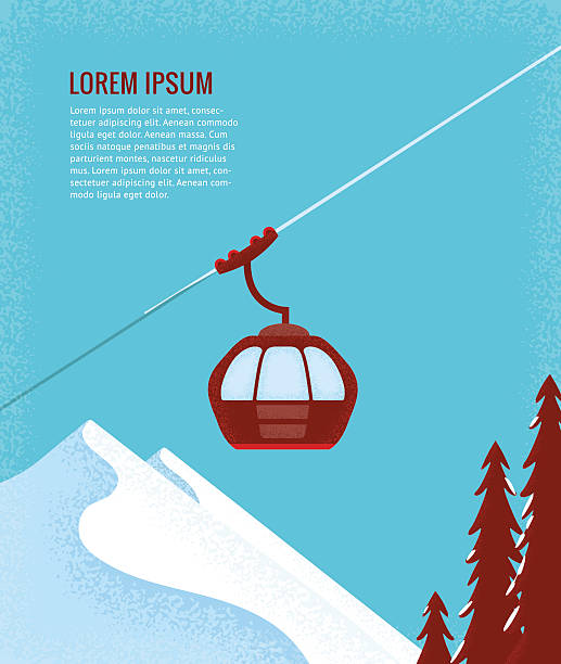 Ski Lift Gondola Snow Mountains vector graphics, modern flat illustration, eps 10 gondola stock illustrations
