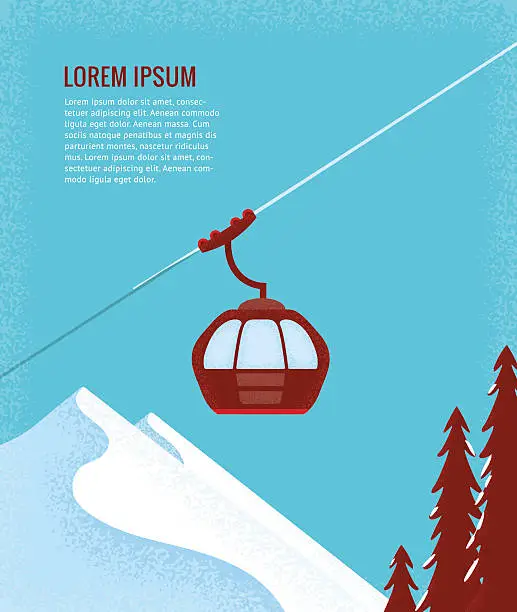 Vector illustration of Ski Lift Gondola Snow Mountains