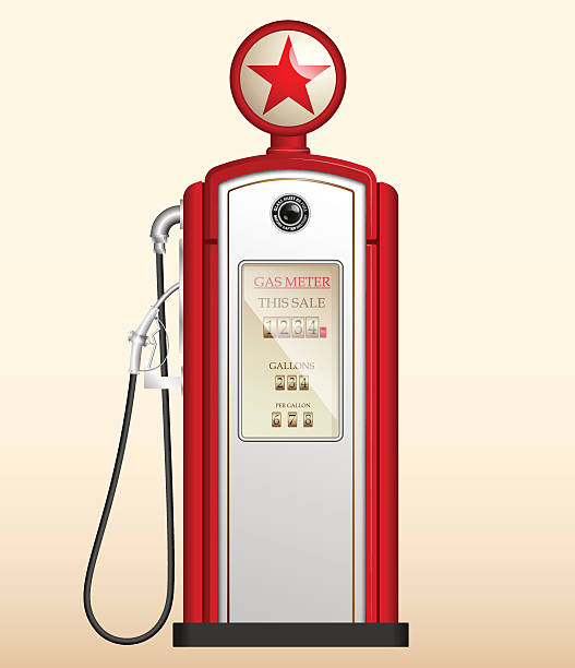 red vintage gas station in the US red vintage gas station in the US vintage gas pumps stock illustrations