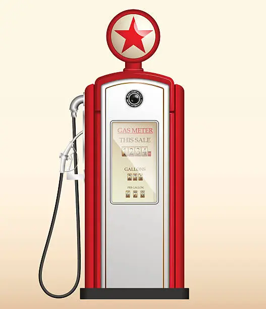 Vector illustration of red vintage gas station in the US