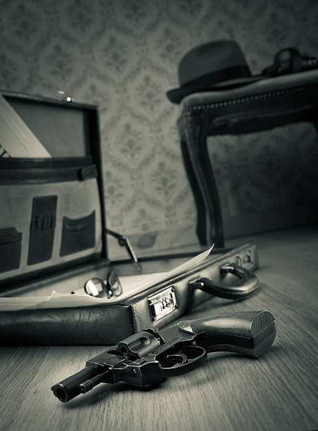 istock Detective briefcase on the floor 503164938