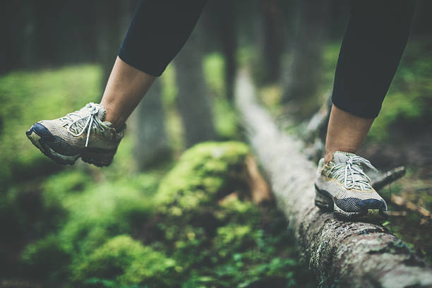 istock Trail running balancing in the forest 503167464
