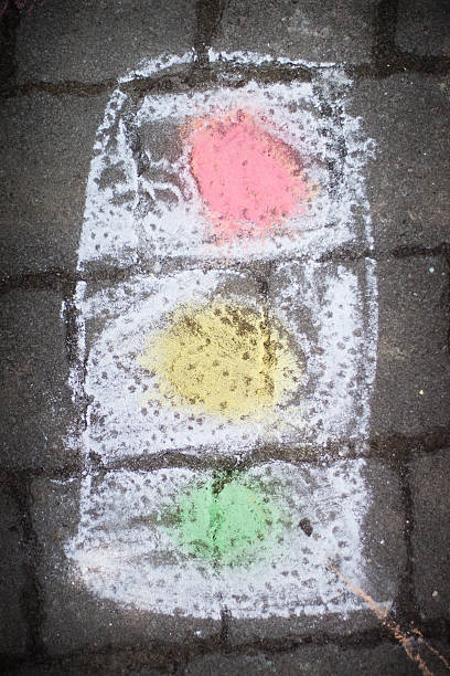 istock Traffic lights drawn with chalk on sidewalk 503169044