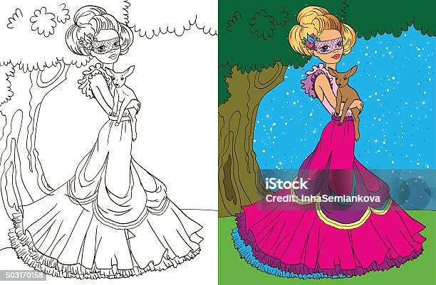 Colouring Book Of Princess In Forest Stock Illustration - Download Image Now - Coloring, Fairy, Arts Culture and Entertainment