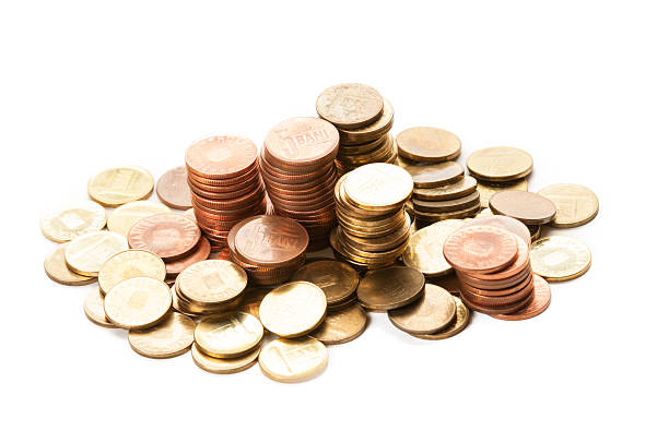 istock Piles of romanian coins 503173449