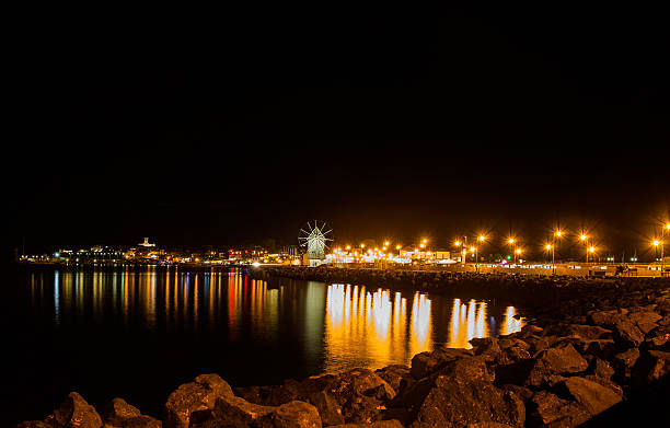 Silent night on the sea-side town stock photo