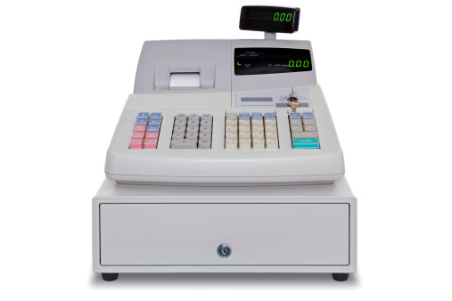 Electronic cash register isolated on a white background with clipping path.