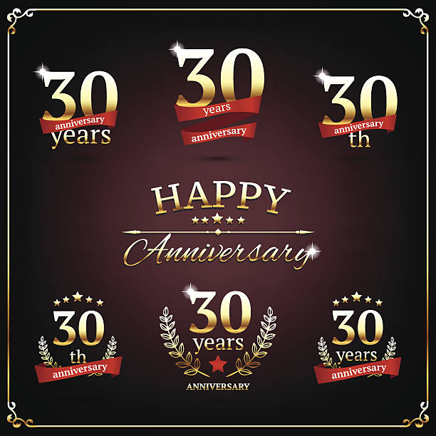 illustrations, cliparts, dessins animés et icônes de 30 ans anniversaire panneaux collection - 30 to 34 years