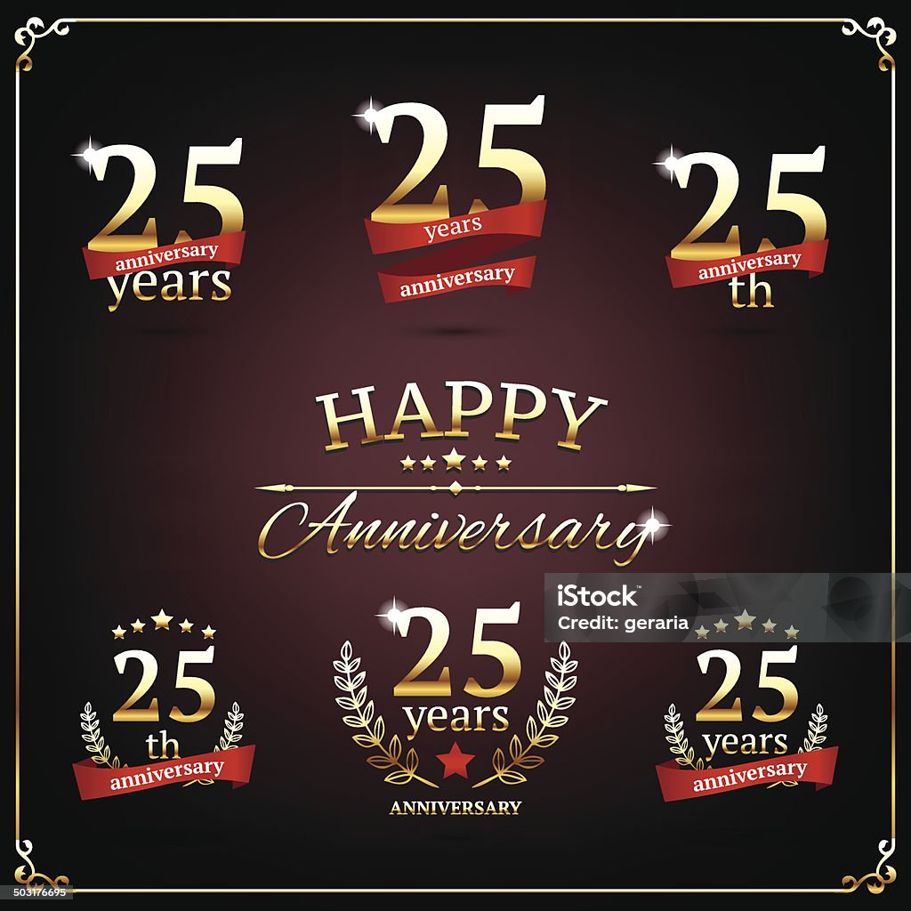 Dwadzieścia pięć lat rocznica znaki pobrania - Grafika wektorowa royalty-free (25-29 lat)