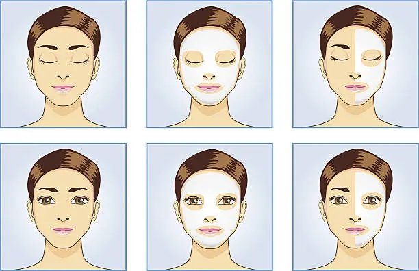 Vector illustration of Women Facial mask full and half face