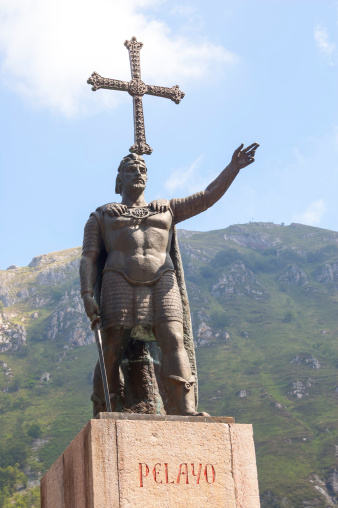 The statue of Don Pelayo, first king of Asturias. Located in Covadonga, Asturias, Spain.