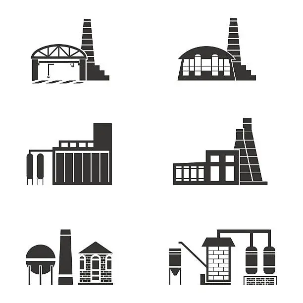 Vector illustration of Factory icons set