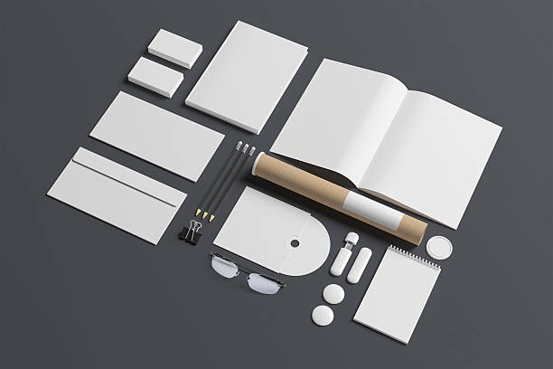 istock Blank stationery isolated on grey 503179705