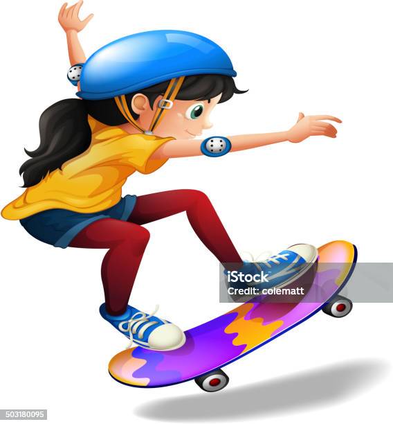 Young Girl Skateboarding Stock Illustration - Download Image Now - Activity, Adult, Backgrounds
