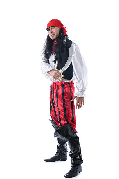 istock Hilarious man dressed as pirate for carnival 503185630