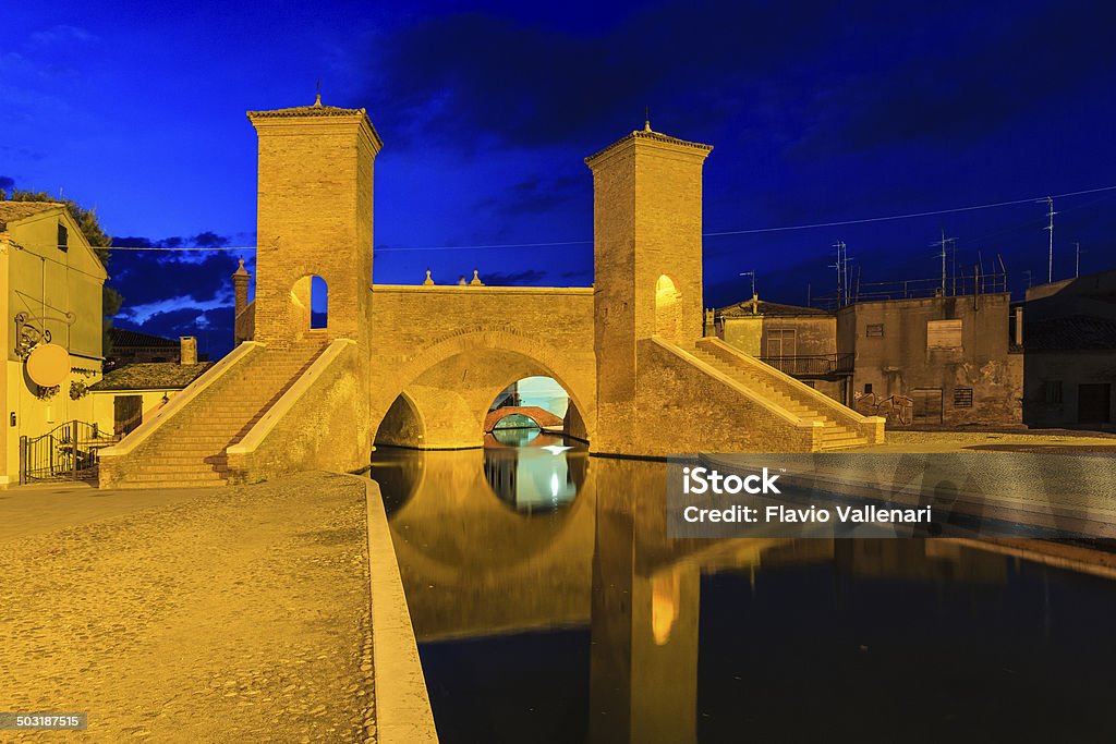 Comacchio di notte, Italia - Foto stock royalty-free di Acqua