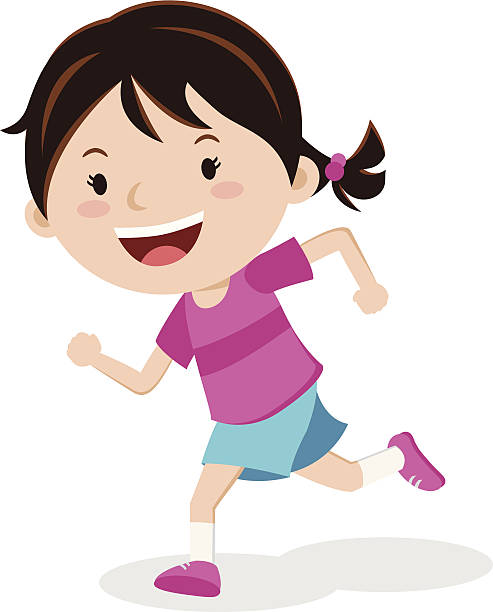 ilustrações de stock, clip art, desenhos animados e ícones de menina a correr - computer graphic child school children small