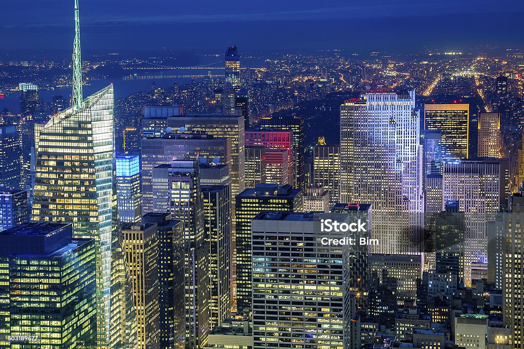 Midtown Manhattan von oben bei Nacht - Lizenzfrei Nacht Stock-Foto