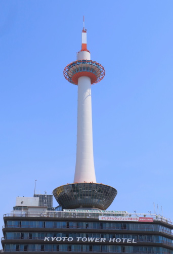 Kyoto Japan - 1 June, 2014: Iconic Kyoto Tower and Kyoto Tower Hotel in Kyoto Japan.