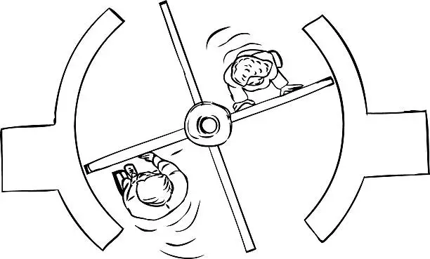 Vector illustration of Top Down of Revolving Door Outline