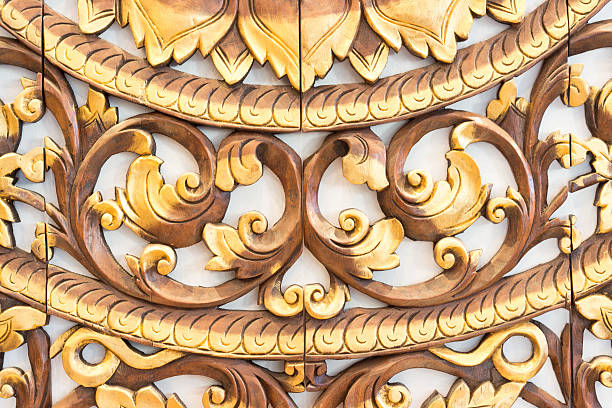 istock Pattern of flower carved on white background 503191076