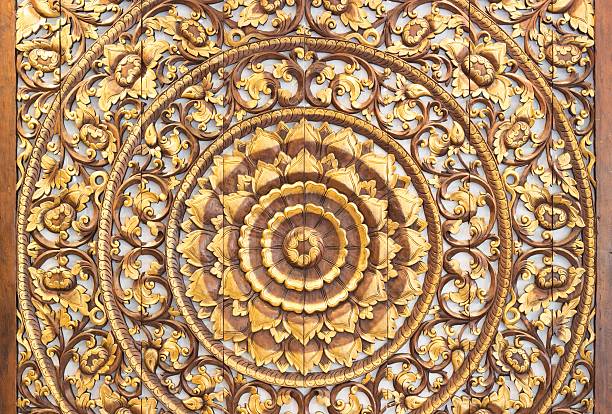 istock Pattern of flower carved on white background 503191108