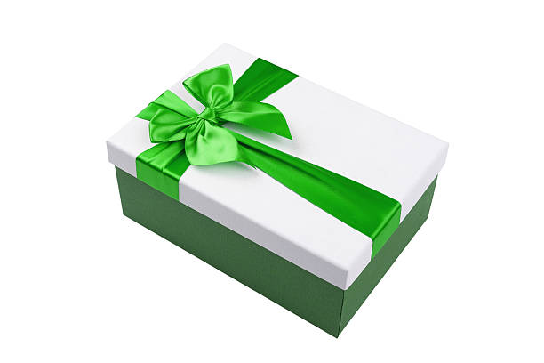 istock White gift Box with green ribbon I 503191352