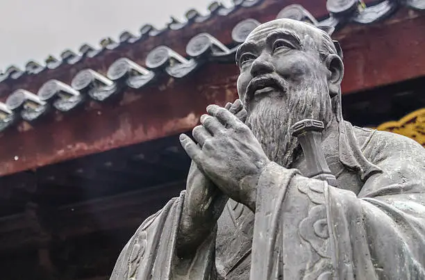 Statue of the great philosopher Confucius in Shanghai. Taken at the Shanghai Wen Miao, also known as the Shanghai Confucian Temple.