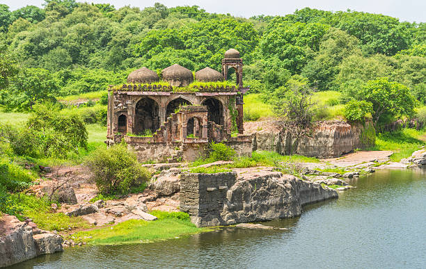 Ruined mosque along water tank