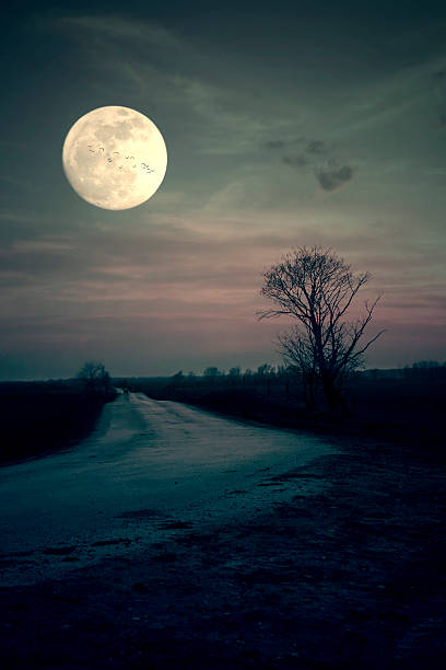 istock Moonrise over asphalt road 503192799