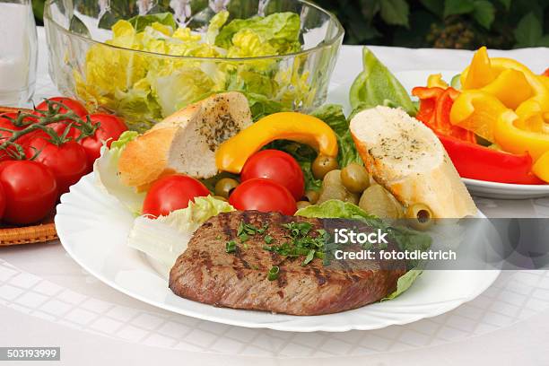 Beef Steak Stock Photo - Download Image Now - Backgrounds, Baguette, Barbecue - Meal