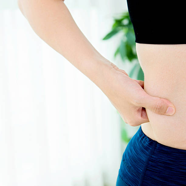 istock Women fat measuring 503194788