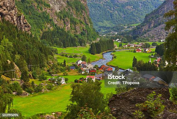 Village In Flam Norway Stock Photo - Download Image Now - Train - Vehicle, Backgrounds, Blue