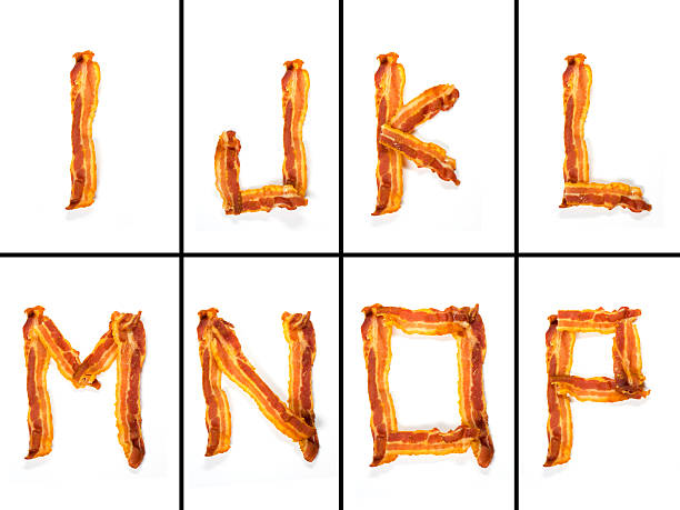 bacon alphabet xxxl - letter l letter p letter j letter m photos et images de collection