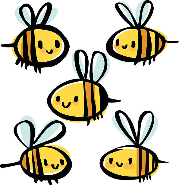 ilustraciones, imágenes clip art, dibujos animados e iconos de stock de bee garabatos - abeja
