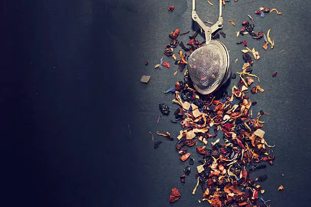 Tea Strainer with cranberry & herbal tea.