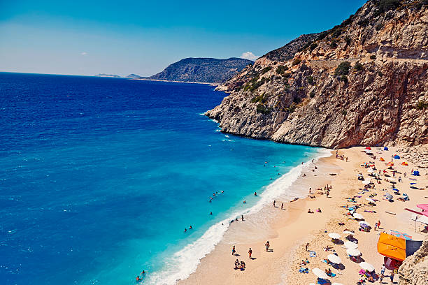 istock Beach from above with view out to sea 503199060
