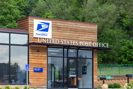 Stillwater, United States - June 27, 2014: United States Post Office building. The United States Postal Service provides postal service in the United States.