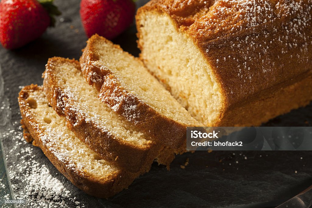 Homemade Pound Cake with Strawberries Homemade Pound Cake with Strawberries and Cream Pound Cake Stock Photo