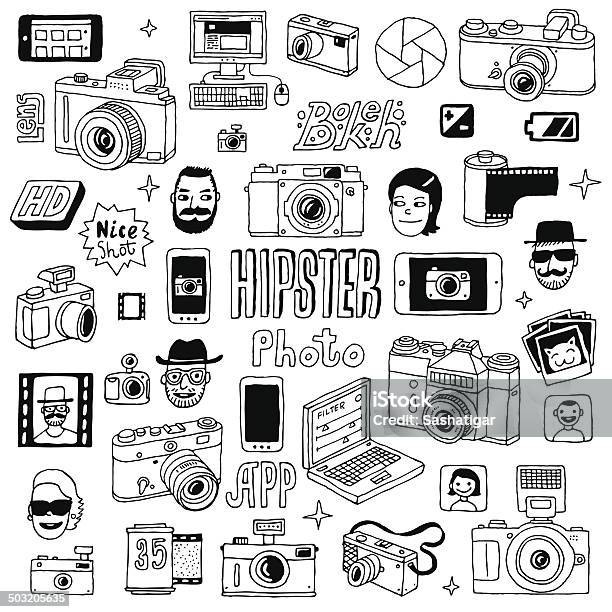 Hand Drawn Photographic Doodles Set Vector Illustration Stock Illustration - Download Image Now