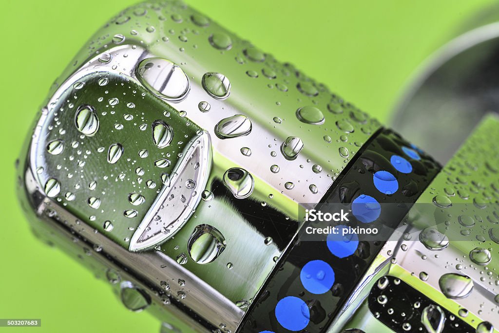 closeup on mixer tap shower Cold Temperature Stock Photo