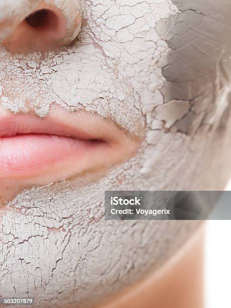 Skin Care Woman Applying Clay Mask On Face Spa Stock Photo - Download Image Now - Acne, Adult, Algae