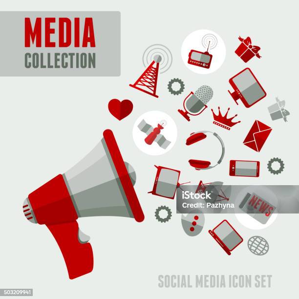 Media Icons Set Stock Illustration - Download Image Now - Antenna - Aerial, Bubble, Business