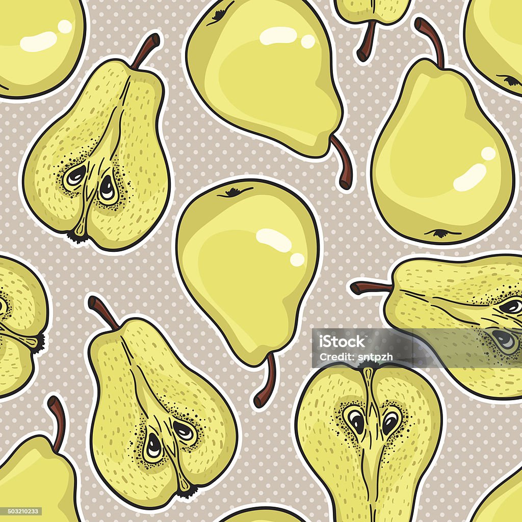 Seamless pattern with ripe pears. Stylized hand drawn vector. Abstract stock vector