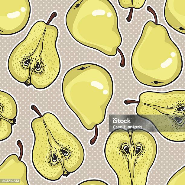 Seamless Pattern With Ripe Pears Stylized Hand Drawn Vector Stock Illustration - Download Image Now