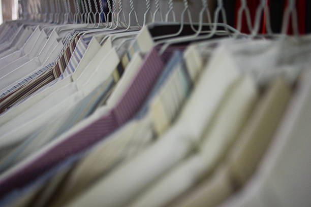 istock Pressed shirts ironed and hung at cleaners 503210807