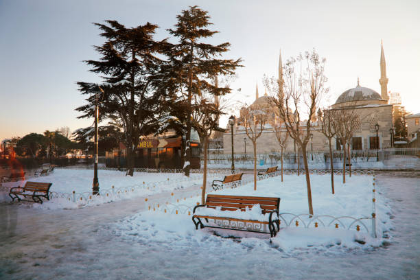 istock Snowy view of Blue Mosque - Long Exposure 503214414